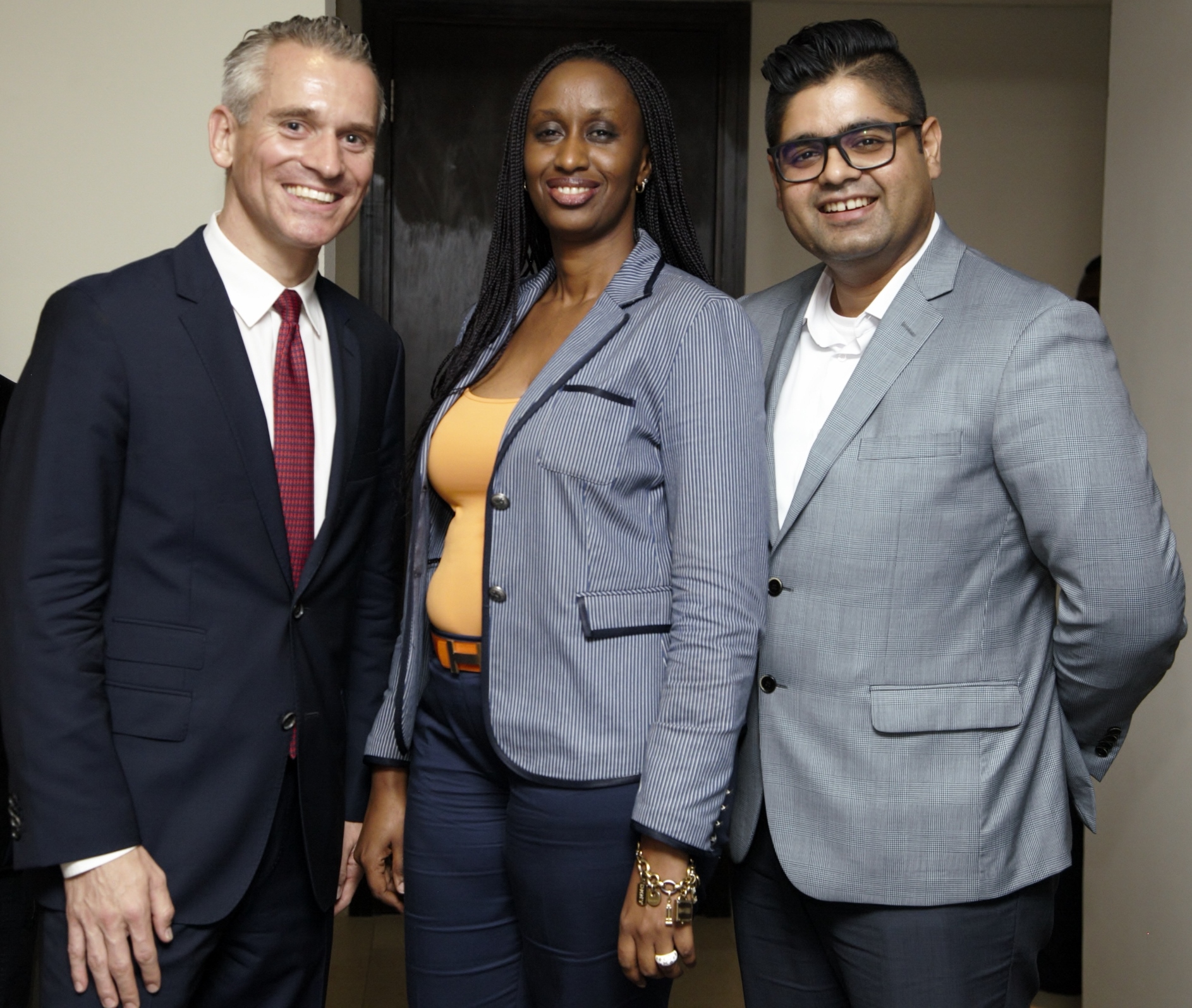 L-R: Daniel Weihrauch, CEO Lions&Gazelles; Fifi Rurangwa, Head of Africa Expansion, Wakanow and AbdulRaouf AbdulRazak, Deputy Head of Sales, Dubai Parks and Resorts during the unveiling of Dubai Parks and Resorts in Lagos.