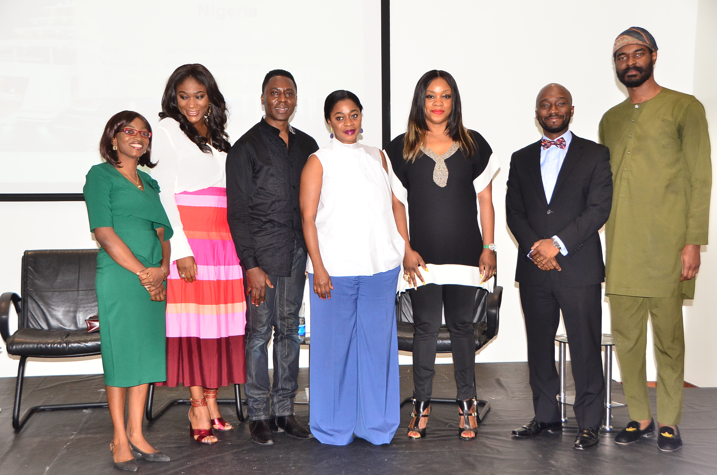 L-R: Funke Osae-Brown, publisher, The Luxury Reporter, Bola Balogun, CEO, Glam Brand Agency, Ade Bakare, CEO, Ade Bakare Couture, Folake Coker, CEO, Tiffany Amber, Chika Acholonu, CEO, Oud Majestic, Bayo Adesanya, Associate Partner, Business and Advisory Services, Phillips Consulting with Tomiwa Idowu, general manager, African Luxury Ltd