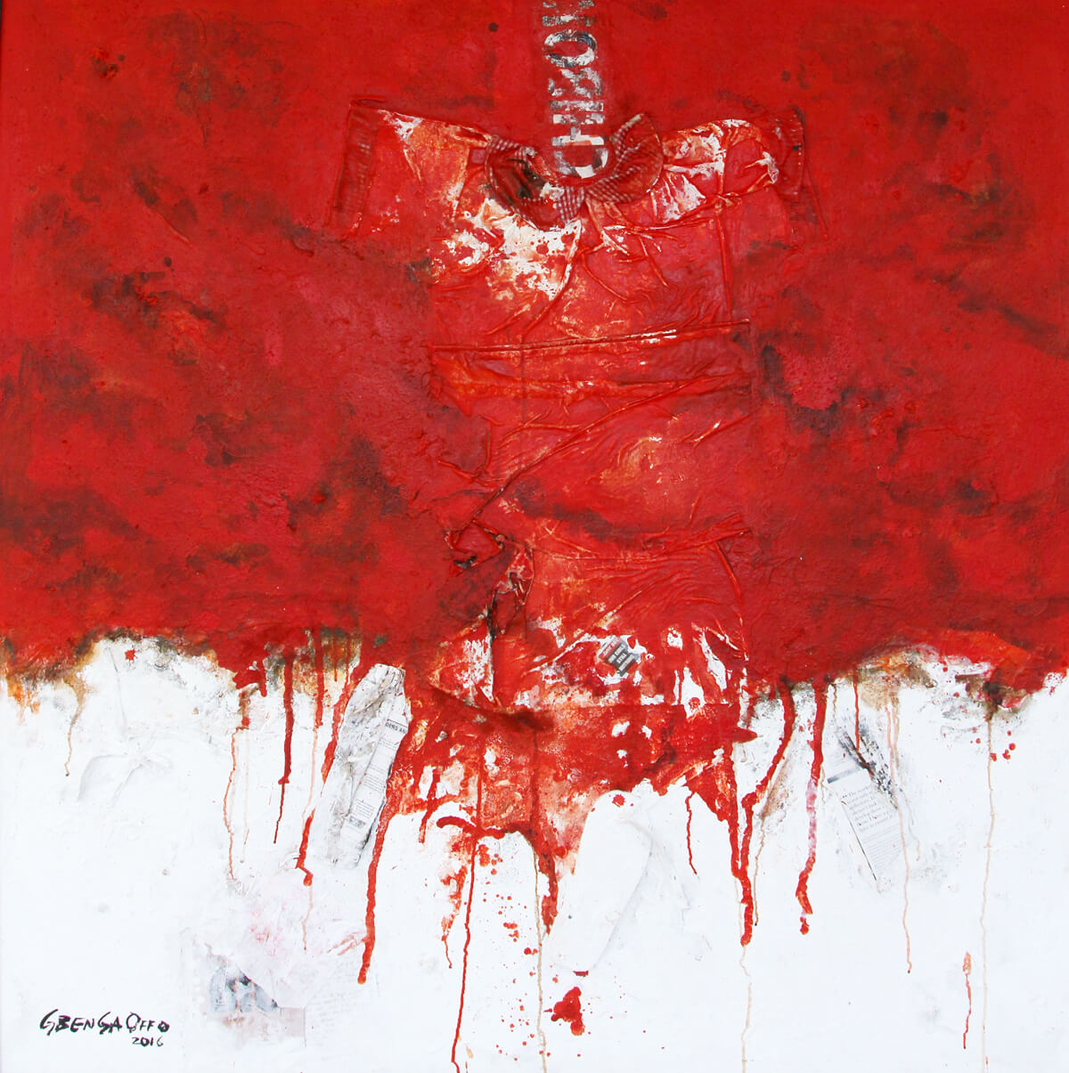 Still Missing Mixed Media on canvas 153 x 156 cm 2016 by Gbenga Offo