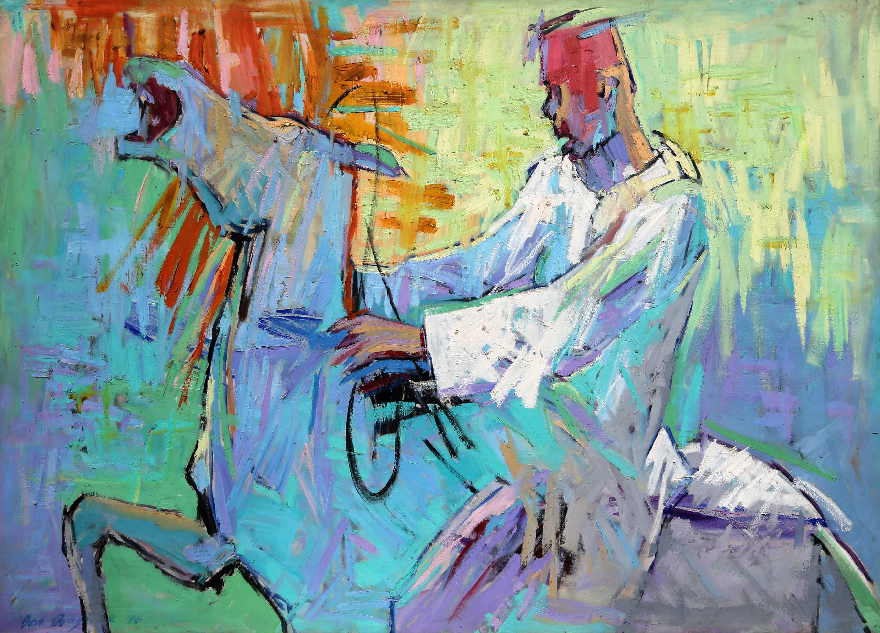 BEN OSAGHAE, BUMPY RIDE TO KAFANCHAN, 1996, OIL ON CANVAS, 36 x 50in.