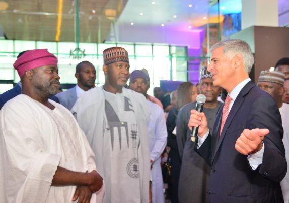 L-R: Sam Iwuajoku, Director of Quits Hospitality Limited; Hadi Sirika, Minister of State for Aviation, Nigeria and Chris Nassetta, Chief Executive Officer of Hilton; at the grand opening of Legend Hotel Lagos Airport, a Curio Collection by Hilton recently.