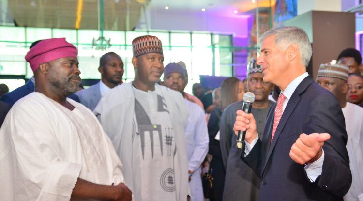 L-R: Sam Iwuajoku, Director of Quits Hospitality Limited; Hadi Sirika, Minister of State for Aviation, Nigeria and Chris Nassetta, Chief Executive Officer of Hilton; at the grand opening of Legend Hotel Lagos Airport, a Curio Collection by Hilton recently.