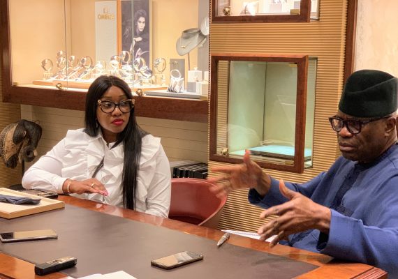 L-R: Executive Director, Polo Limited, Jennifer Obayuwana and Managing Director, Polo Limited, John Obayuwana during the Media unveiling of the Omega Wristwatch Brand by Polo Limited in Lagos