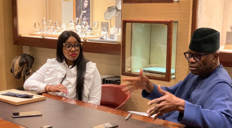 L-R: Executive Director, Polo Limited, Jennifer Obayuwana and Managing Director, Polo Limited, John Obayuwana during the Media unveiling of the Omega Wristwatch Brand by Polo Limited in Lagos