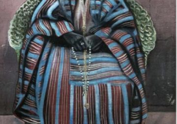 Akinola Lasekan's Portrait of a man, 1956 Oil on board, 48 x 33.5 in.