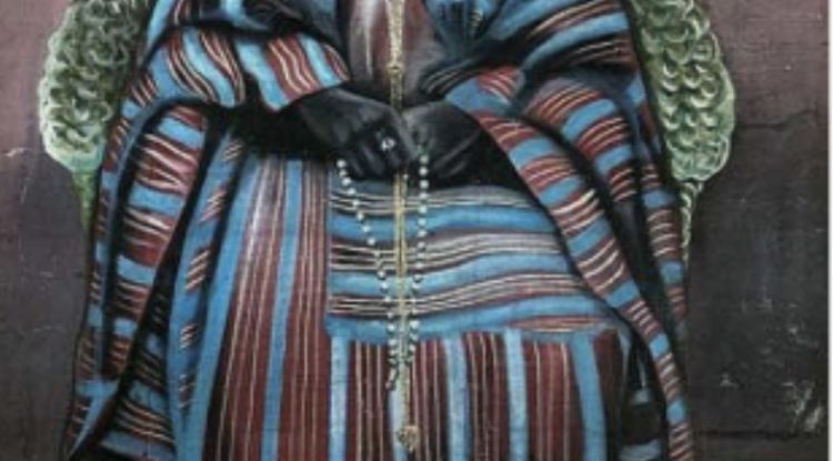 Akinola Lasekan's Portrait of a man, 1956 Oil on board, 48 x 33.5 in.